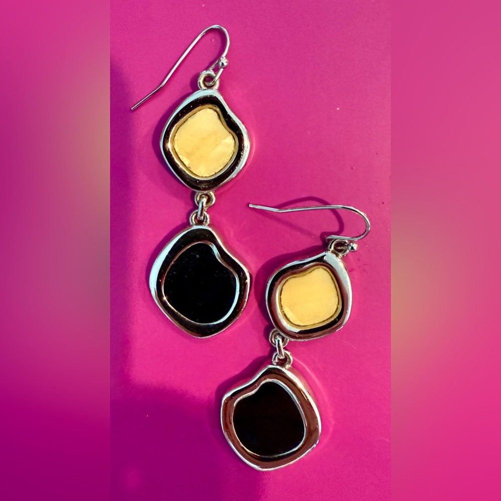 Lia Sophia Gold and Black Geometric Dangle Earrings